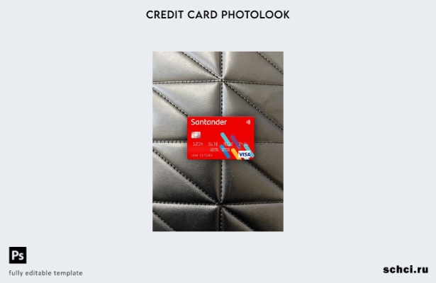 цифровая загрузка США Santander Bank Visa Card фотоизображение переднего шаблона